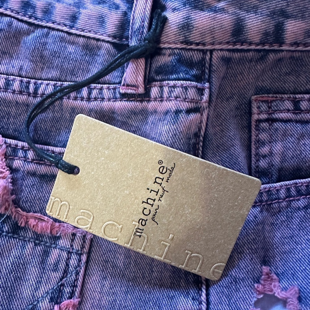 Machine Distressed wide leg pink and purple wash jeans- Size 3 NWT - Picture 6 of 8